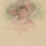 Mary Cassatt (1844-1926), Bust Length Sketch of Margot in Big Hat and Red Dress, c.1903, pastel counterproof on Japan paper, 23 1/2 x 19 inches