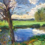 John Singer Sargent (1856-1925), River Bank, Near Oxford, c. 1888, oil on canvas, 17 x 21 1/2 inches