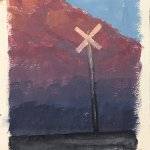 Francis Di Fronzo, Study for The Crossing, watercolor and gouache on paper, 8x6 inches