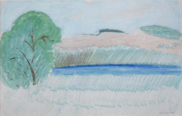 Milton Avery (1885 - 1965), Pink Dune, 1958, Watercolor, 23 x 35 inches