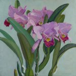 Jane Peterson (1876 - 1965), Cattleya Orchids, Oil on canvas, 32 x 32 inches