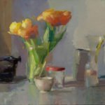Christine Lafuente (b.1968), Tulips, Typewriter and Jars, 2017, Oil on linen, 18 x 24 inches