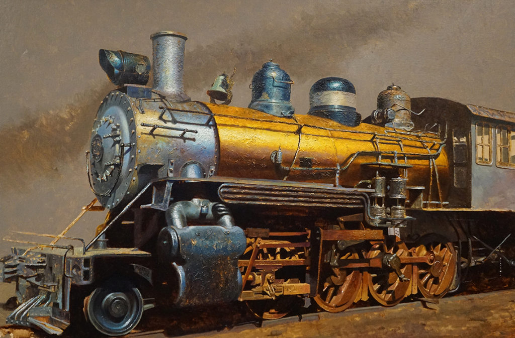 Drew Ernst, Golden Train, 2019, Oil on linen, 20 x 30 inches