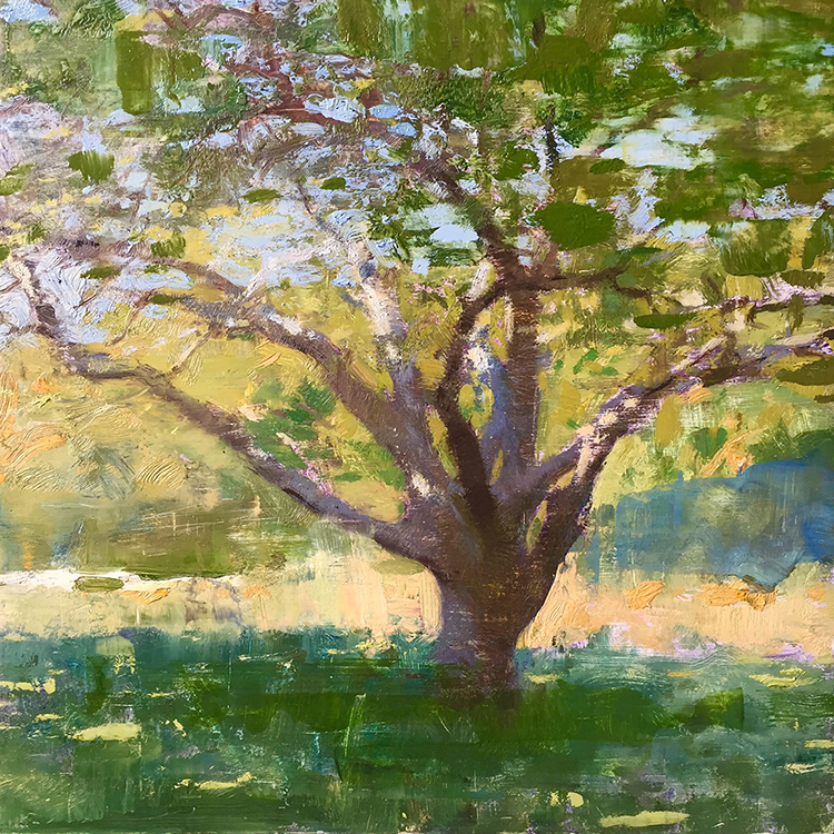 Jon Redmond, Under an Apple Tree, 2019, Oil on board, 10 x 10 inches