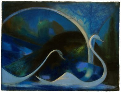 Joseph Stella, Swans (Night), 1917, Pastel on paper, 18 ¾ x 24 ½ inches