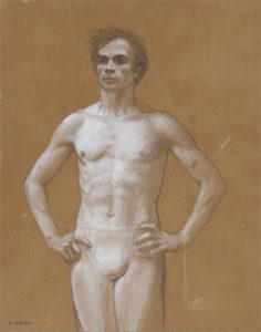 Jamie Wyeth, Study of Rudolf Nureyev (Study #91), 1977, Graphite and gouache on paper, 48 x 36 inches