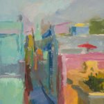Christine Lafuente; Calle Sol, Evening; 2020, Oil on canvas, 14 x 11 inches