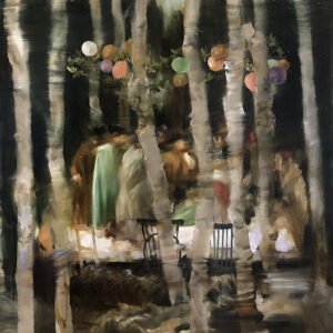 Sarah McRae Morton, Through the Eyes of Birches, 2020, Oil on canvas, 18 x 18 inches