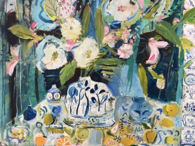 Elizabeth Endres, Blue Still Life (SOLD), 2021, Oil on canvas, 30 x 40 inches
