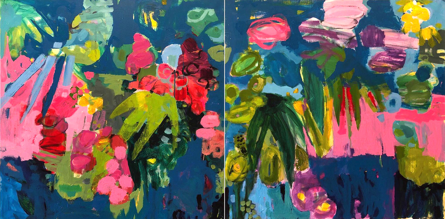 Marie Theres Berger, Kobaltblau (diptych), 2020, 35 ½ x 71 inches