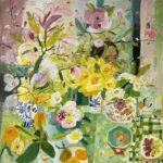 Elizabeth Endres, Behind Daffodils and Blooms (SOLD), 2021, Oil on canvas, 24 x 24 inches