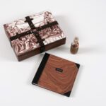 Holly Trostle Brigham, I Wake Again, 2021, artist book, lithography, silkscreen, hair, leather, velvet, glass, wooden box, edition of 10
