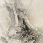 Jane Morris Pack, Tree with Leaves at the Base, 2009, Oil on paper, 25 3/8 x 18 inches