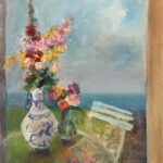 Mary Page Evans, Flowers by the Sea, Oil on canvas, 49 x 41 1/2 inches