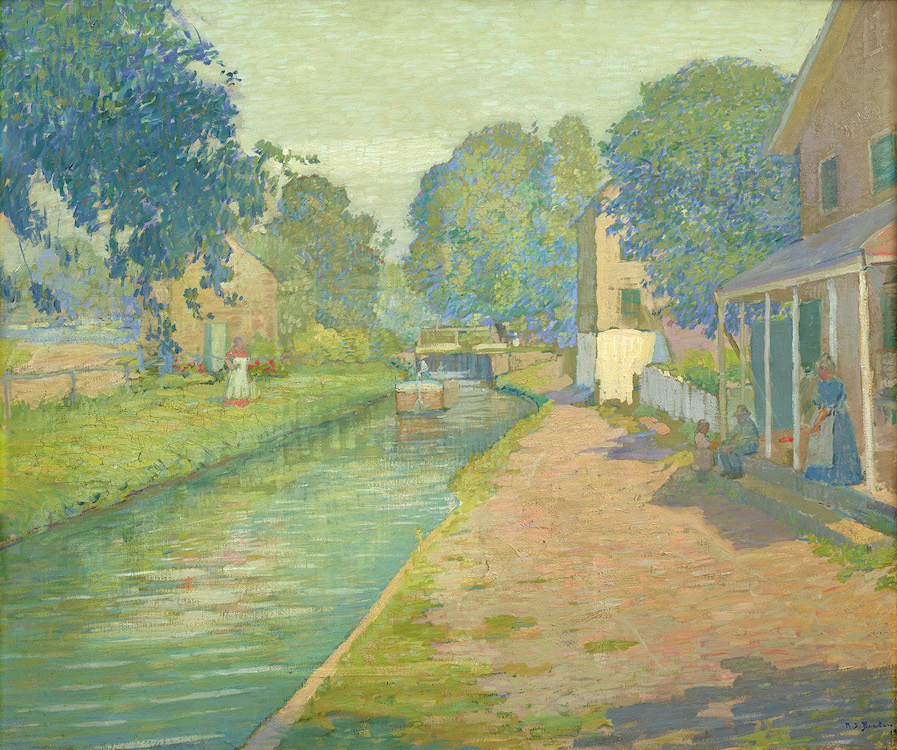 Rae Sloan Bredin (1881-1933), The Lower Lock, New Hope PA, c. 1917, Oil on canvas, 30 x 36 inches