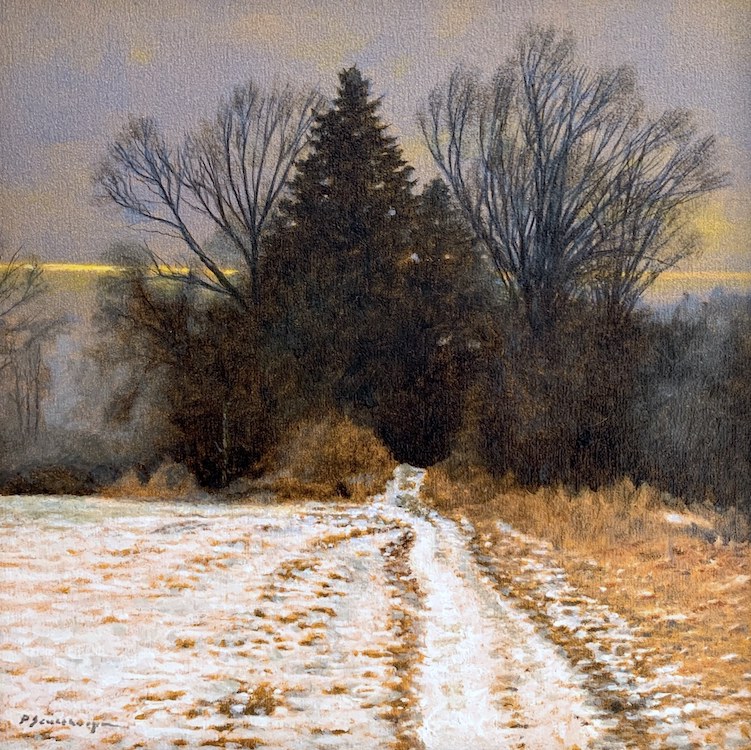 Peter Sculthorpe, To The Woodland, 2022, Oil on panel, 8 x 8 inches