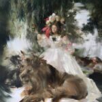 Sarah McRae Morton, Marguerite's Zoo: Floor and Fawn, Thorn and Mane, 2022, Oil on linen, 30 x 30 inches