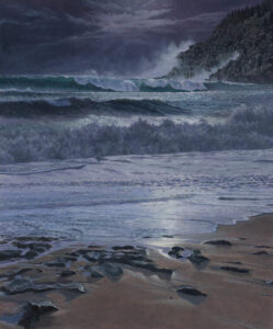 Timothy Barr, Moonlit Surf (SOLD), 2022, Oil on panel, 18 x 15 inches