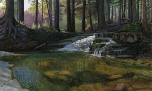 Timothy Barr, Rattling Run (SOLD), 2022, oil on panel, 24 x 40 inches