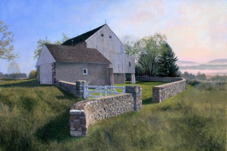 Timothy Barr, Stirling Barn, Valley Forge (SOLD), 2022, Oil on panel, 16 x 24 inches