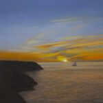 Peter Sculthorpe, Sunrise off Monhegan, 2022, Oil on panel, 8 x 8 inches