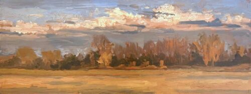 Michael Doyle, Signs of Winter, 2023, Oil on board, 6 x 15 ½ inches