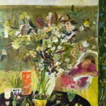 Elizabeth Endres, Vases and Gathered Nature (SOLD), 2023, Oil on canvas, 34 x 32 inches