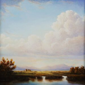 Victoria Adams, Valley Afternoon, 2022, Oil on linen panel, 12 x 12 inches