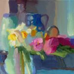 Christine Lafuente (b.1968), Daffodils, Pansies and Cup, 2023, Oil on linen, 11 x 14 inches