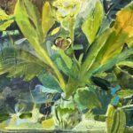 Elizabeth Endres, Aqua Plant (SOLD), 2023, Oil on canvas, 30 x 36 inches