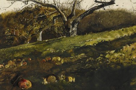 Andrew Wyeth (1917-2009), Apple Orchard, 1963, Watercolor and oil on paper, 11 ½ x 17 ¼ inches