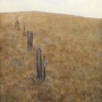 Francis Di Fronzo, Fenceline, 2023, Oil over watercolor and gouache on panel, 22 x 19 inches