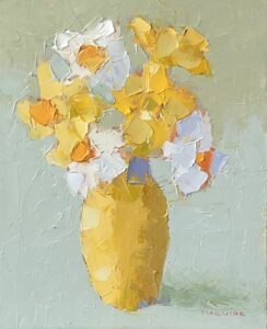 Carol Maguire, Daffs in Yellow, 2023, Oil on panel, 10 x 8 inches