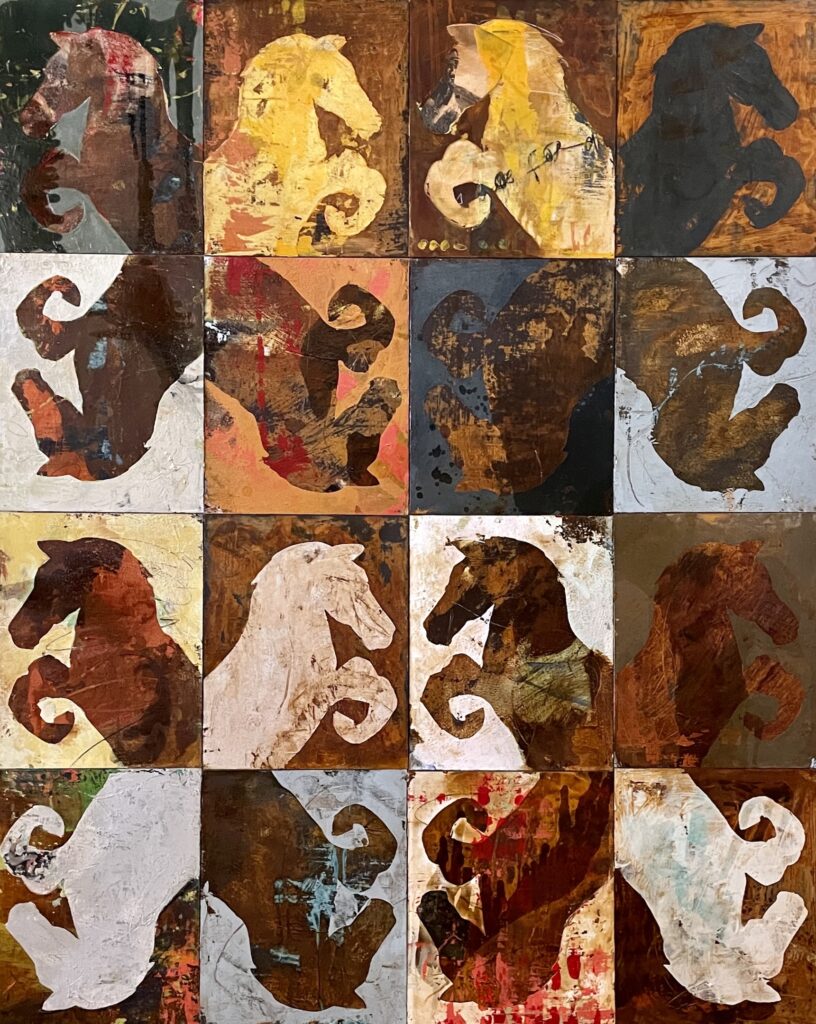 Vicki Vinton, Carousel, 2023, Mixed media on panel, 80 x 64 inches