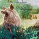 Jamie Wyeth, Screaming Hog, 2017, Oil on canvas, 30 x 40 inches