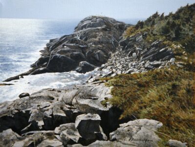 Peter Sculthorpe, Gull Rock, 2023, Oil on canvas, 9 x 12 inches