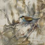 Jane Morris Pack, Bee Eater, 2023, Mixed media on paper, 17 1/3 x 12 1/4 inches