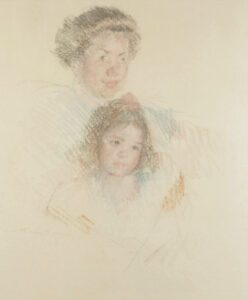 Mary Cassatt (1844-1926), Heads of Reine and Margot, c. 1902, Pastel counterproof on Japan paper, 25 ⅛ x 20 ½ inches