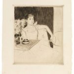 Mary Cassatt (1844-1926), Tea, c. 1890, Drypoint on paper, 7 ⅛ x 6 ⅛ inches