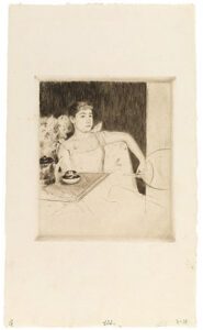 Mary Cassatt (1844-1926), Tea, c. 1890, Drypoint on paper, 7 ⅛ x 6 ⅛ inches