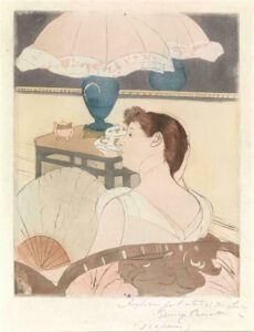 Mary Cassatt (1844-1926), The Lamp, 1890-1, Drypoint, soft-ground and aquatint printed in colors on paper, 12 ½ x 9 ⅞ inches