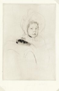 Mary Cassatt (1844-1926), The Velvet Sleeve, c. 1904, Drypoint on antique cream laid paper, 10 ½ x 7 ½ inches