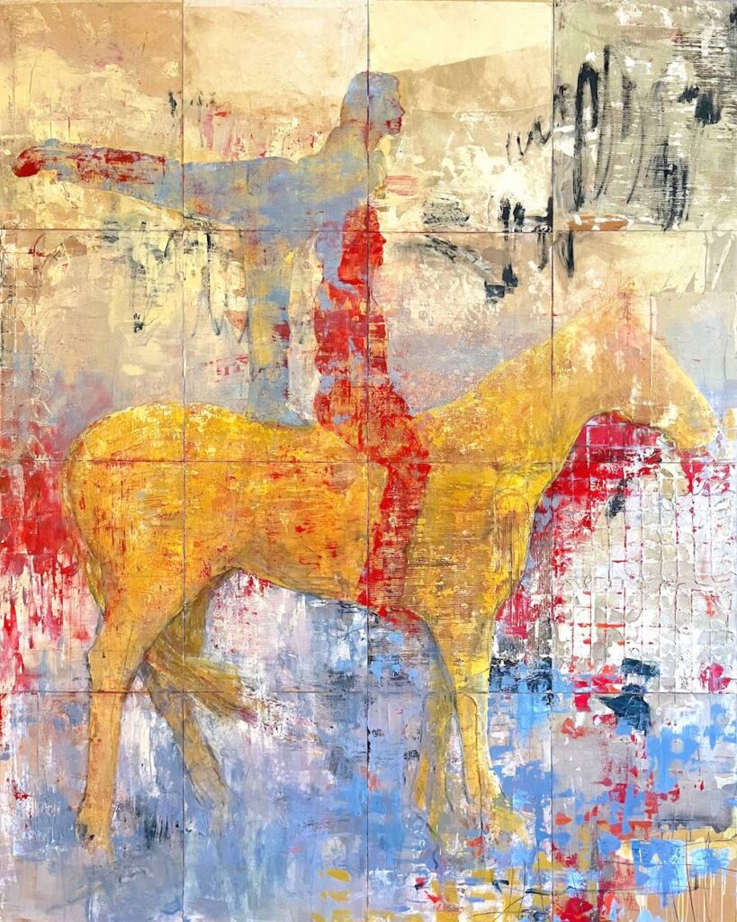 Vicki Vinton, Balancing Act, 2024, Mixed media on panel, 80 x 64 inches - SOLD -