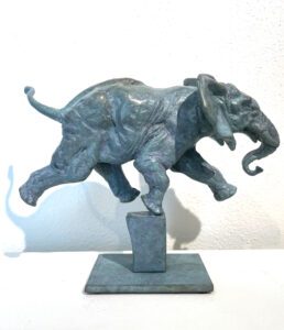 Julia Levitina, Small as an Elephant (Study after A-L Barye), Bronze, 7 x 9 x 3 inches, Edition of 8