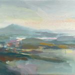 Christine Lafuente, Island at Dawn, USVI, Oil on linen, 14 x 24 inches