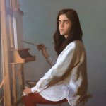 Bo Bartlett, The Art Student, 2016, oil on panel, 24 x 24 inches