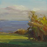 Christine Lafuente (b.1968), Late Summer, View Toward the Sea, 2017, Oil on linen, 10 x 10 inches