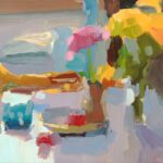 Christine Lafuente, Trumpet and Buttercup, Oil on linen, 9 x 12 inches