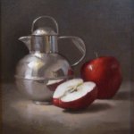 W.O. Ewing, Circles and Silver, oil on board, 12 3/4 x 10 inches