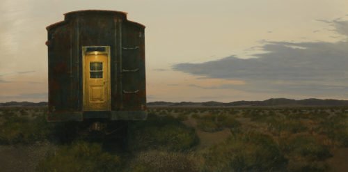 Francis Di Fronzo, Remembrance of Marie A., Oil over watercolor and gouache on panel, 30 x 60 inches